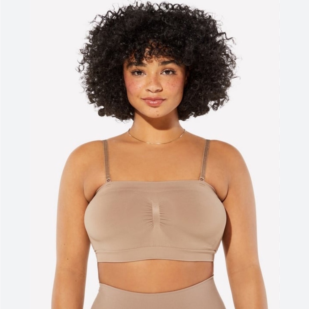 Yitty Nearly Naked Shapewear Bandeau Adjustable Strap Top Brown 3X 4X